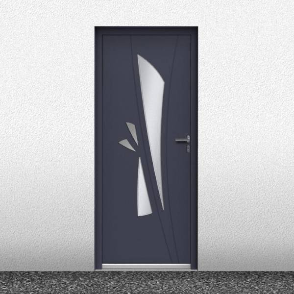 Porte d’entrée aluminium design contemporain installée dans une villa moderne à Avignon par Lunaisolation.